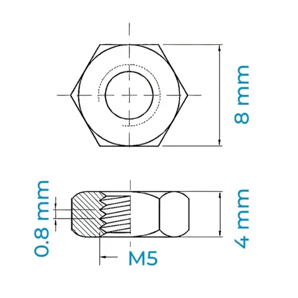 Tán Inox 316 DIN934 M5