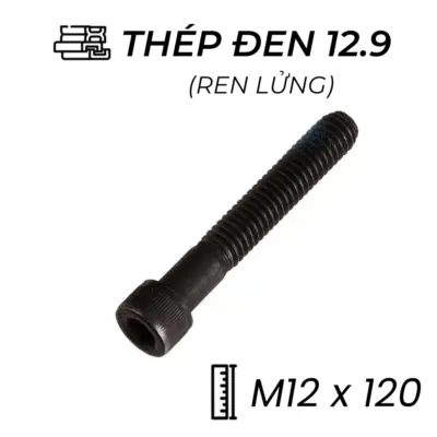 Lục Giác Chìm Đầu Trụ Thép Đen 12.9 DIN912 M12x120 Ren Lửng