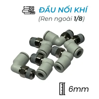 Đầu Nối Nhanh Khí Nén Cong Ø6mm – Ren Ngoài 1/8″ CDC MPL 0601N-W (Màu Trắng)
