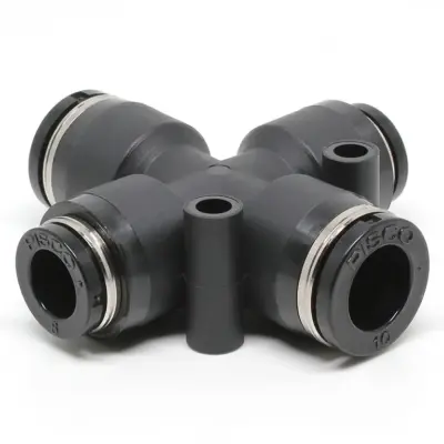 Đầu Nối Nhanh Khí Nén Ngã 4 Dạng Nối Giảm Pisco PZB10-8-C