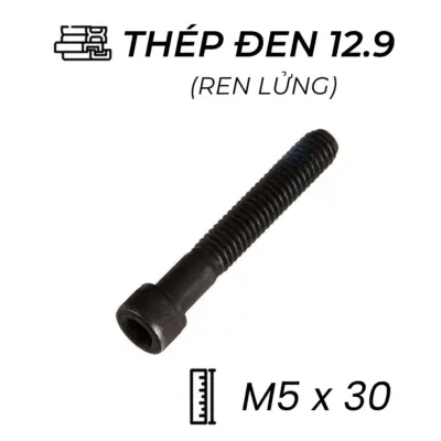 Lục Giác Chìm Đầu Trụ Thép Đen 12.9 DIN912 M5x30 Ren Lửng