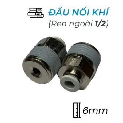 Đầu Nối Nhanh Khí Nén Ø6mm – Ren Ngoài 1/2″ CDC MPC 0604N-W (Màu Trắng)