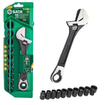 Bộ Mỏ Lếch Kết Hợp Tuýp Tự Động 10 Đầu Tuýp 10-19mm Sata ST09000