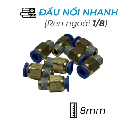 Đầu Nối Nhanh Khí Nén Ø8mm – Ren Ngoài 1/8″ CDC MPC 0801 (Màu Xanh)