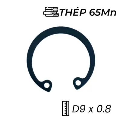 Phe Gài Lỗ Thép 65Mn DIN472 D9x0.8 (50Cái/Bịch)