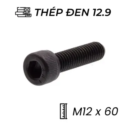 Lục Giác Chìm Đầu Trụ Thép Đen 12.9 DIN912 M12x60