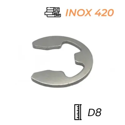Phe Gài Trục Chữ E Inox 420 D8 (5Cái/Bịch)