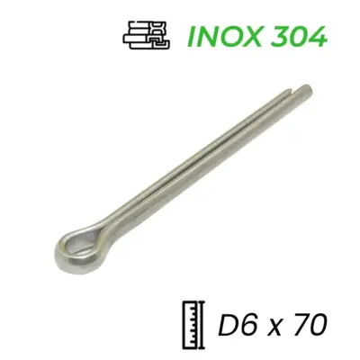 Chốt Chẻ Inox 304 (Chốt Bi) GB91 D6x70mm