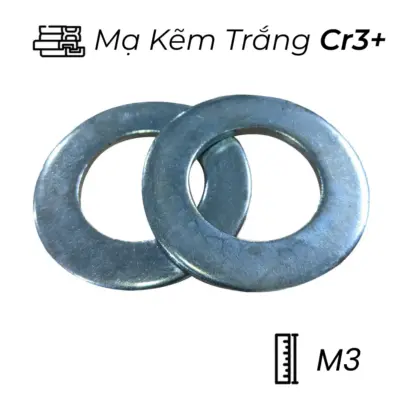 Lông Đền Phẳng Thép Mạ Kẽm Trắng Cr3+ DIN125 M3