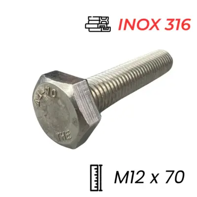 Bulong Inox 316 DIN933 M12x70
