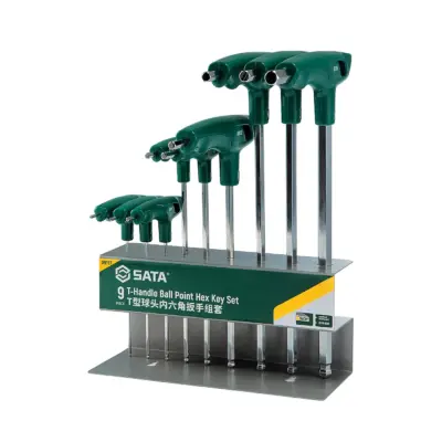 Bộ Cây Vặn Lục Giác Bi Chữ T 9 Chi Tiết – Hệ Mét SATA 09117