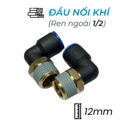 Đầu Nối Nhanh Khí Nén Cong Ø12mm – Ren Ngoài 1/2″ CDC MPL 1204 (Màu Đen)