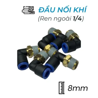 Đầu Nối Nhanh Khí Nén Cong Ø8mm – Ren Ngoài 1/4″ CDC MPL 0802 (Màu Đen)