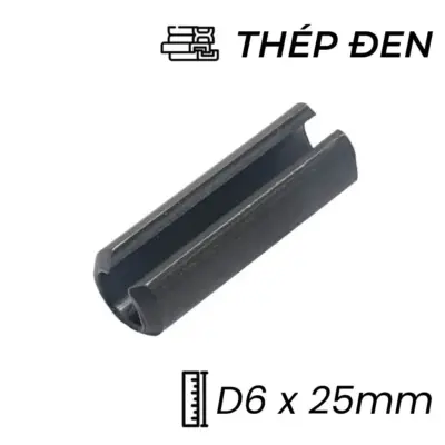 Chốt Ống DIN1481 Thép 65Mn Đen D6x25mm (50Cái/Bịch)