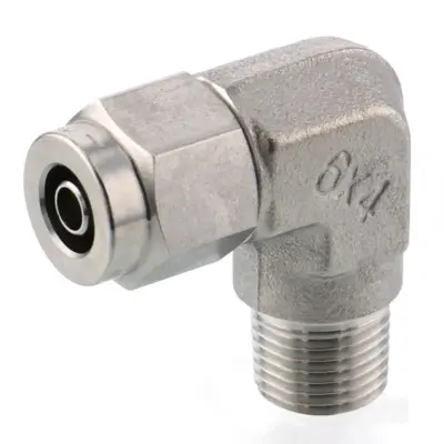 Đầu Ngạnh Nối Ống Có Đai Ốc Xiết Dạng Cong 90° Ren Ngoài Pisco NSL0860-01