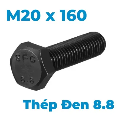 Bulong Thép Đen 8.8 DIN933 M20x160