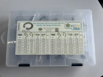 Hộp Vòng Phe Gài Lỗ Inox 420 DIN472 140 Chi Tiết 18 Size Từ D8-D35