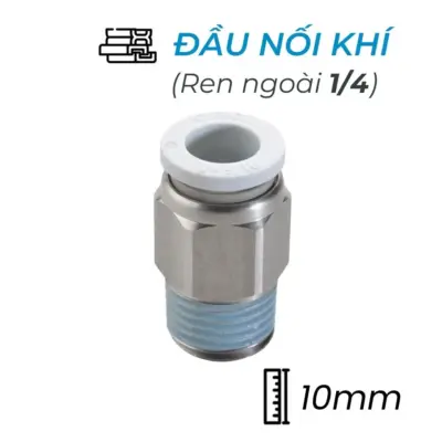 Đầu Nối Nhanh Khí Nén Ø10mm – Ren Ngoài 1/4″ CDC MPC 1002N-W (Màu Trắng)