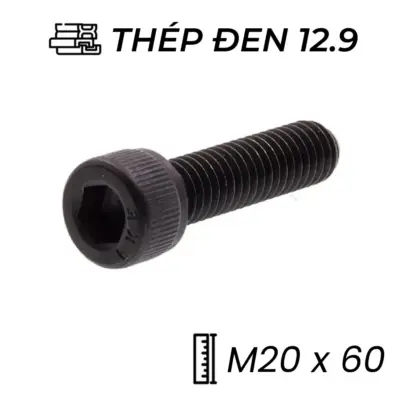 Lục Giác Chìm Đầu Trụ Thép Đen 12.9 DIN912 M20x60