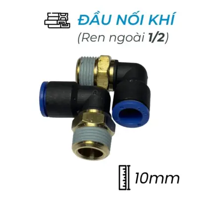 Đầu Nối Nhanh Khí Nén Cong Ø10mm – Ren Ngoài 1/2″ CDC MPL 1004 (Màu Đen)