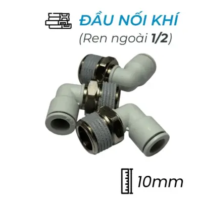 Đầu Nối Nhanh Khí Nén Cong Ø10mm – Ren Ngoài 1/2″ CDC MPL 1004N-W (Màu Trắng)