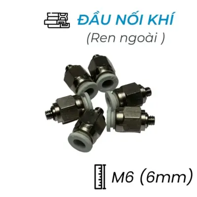 Đầu Nối Nhanh Khí Nén Ø6mm – Ren Ngoài M6 CDC MPC 06M6N-W (Màu Trắng)