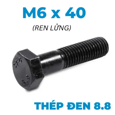 Bulong Thép Đen 8.8 DIN931 M6x40 Ren Lửng