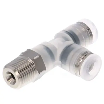Đầu Nối Nhanh Khí Nén Dạng Chữ T Ren Ngoài Pisco PPD12-04SUS-F-S