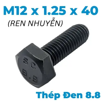 Bulong Thép Đen 8.8 DIN961 M12x1.25×40 Ren Nhuyễn