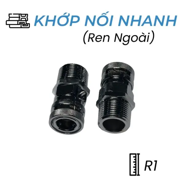 Khớp Nối Nhanh Khí Nén Bi Cái Ren Ngoài R1 CDC SM 800