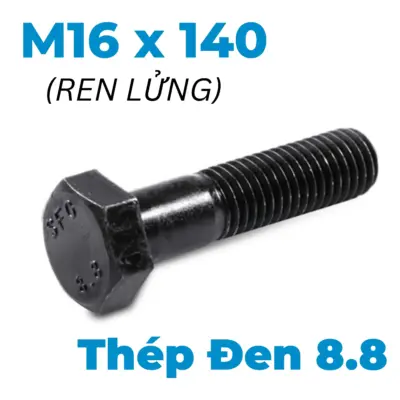 Bulong Thép Đen 8.8 DIN931 M16x140 Ren Lửng