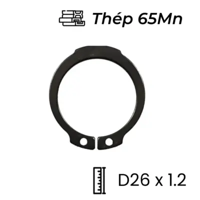 Phe Gài Trục Thép 65Mn DIN471 D26x1.2 (10Cái/Bịch)