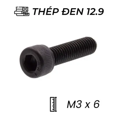 Lục Giác Chìm Đầu Trụ Thép Đen 12.9 DIN912 M3x6