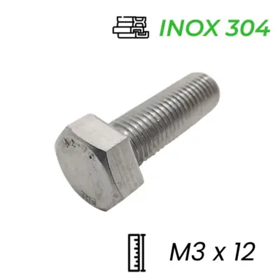 Bulong Inox 304 DIN933 M3x12
