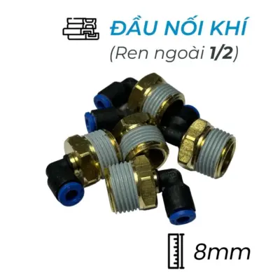 Đầu Nối Nhanh Khí Nén Cong Ø8mm – Ren Ngoài 1/2″ CDC MPL 0804 (Màu Đen)