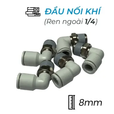 Đầu Nối Nhanh Khí Nén Cong Ø8mm – Ren Ngoài 1/4″ CDC MPL 0802N-W (Màu Trắng)