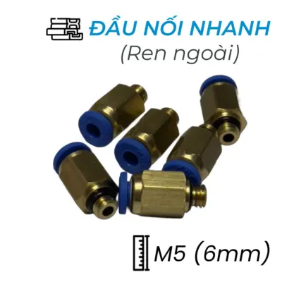 Đầu Nối Nhanh Khí Nén Ø6mm – Ren Ngoài M5 CDC MPC 06M5 (Màu Xanh)