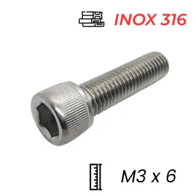Lục Giác Chìm Đầu Trụ Inox 316 DIN912 M3x6