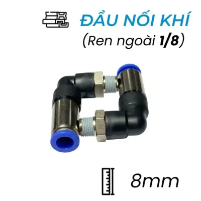 Đầu Nối Nhanh Khí Nén Cong Tự Ngắt Ø8mm – Ren Ngoài 1/8″ CDC SPL 0801 (Màu Đen)