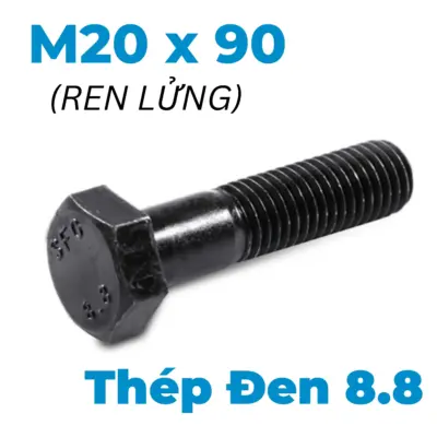 Bulong Thép Đen 8.8 DIN931 M20x90 Ren Lửng