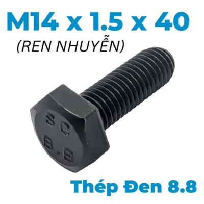 Bulong Thép Đen 8.8 GB5786 M14x1.5×40 Ren Nhuyễn