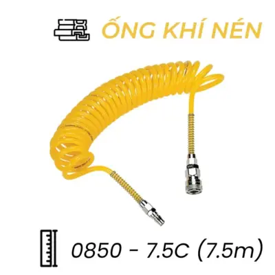 Dây Hơi Khí Nén UC Phi 8 Màu Vàng Có Khớp Nối OD8 x ID5 mm CDC UC 0850-7.5C (7.5m)