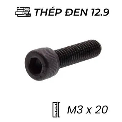 Lục Giác Chìm Đầu Trụ Thép Đen 12.9 DIN912 M3x20
