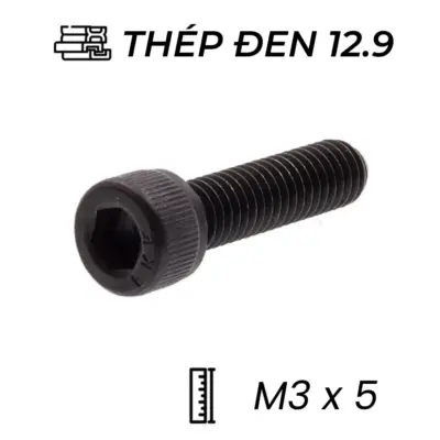 Lục Giác Chìm Đầu Trụ Thép Đen 12.9 DIN912 M3x5