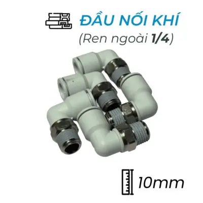 Đầu Nối Nhanh Khí Nén Cong Ø10mm – Ren Ngoài 1/4″ CDC MPL 1002N-W (Màu Trắng)