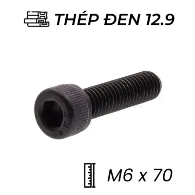Lục Giác Chìm Đầu Trụ Thép Đen 12.9 DIN912 M6x70