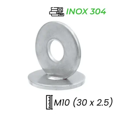Lông Đền Phẳng Inox 304 DIN9021 M10 (30×2.5)