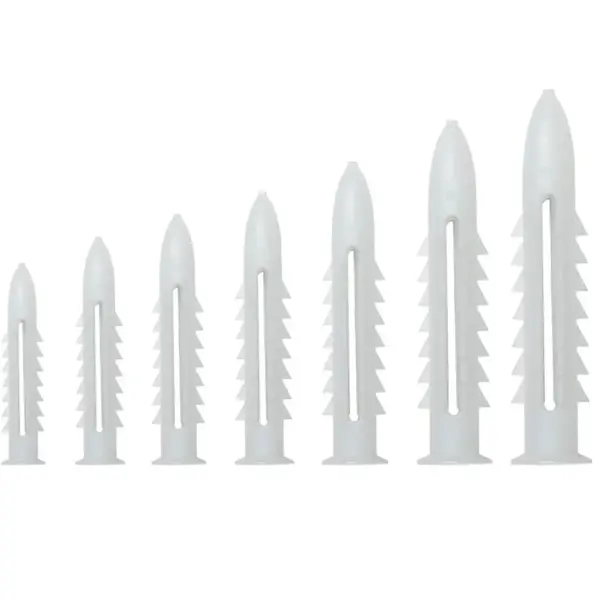 Tắc Kê Nhựa Gai 6 Khía Hưng Thịnh Màu Trắng Ø14 x 70mm (50 Cái)