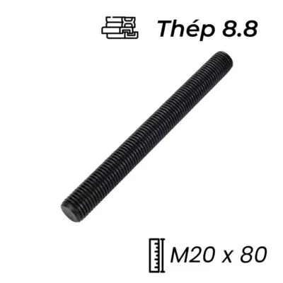Guzong Thép Đen 8.8 M20x80