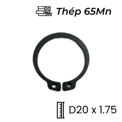 Phe Gài Trục Thép 65Mn DIN471 D20x1.75 (10Cái/Bịch)